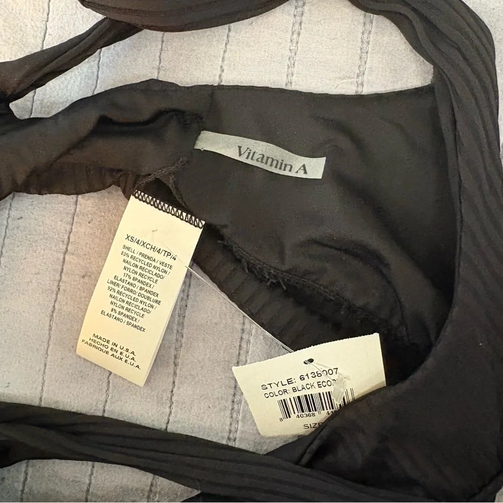 Vitamin A Sienna Black EcoRib Bikini Top Size XS